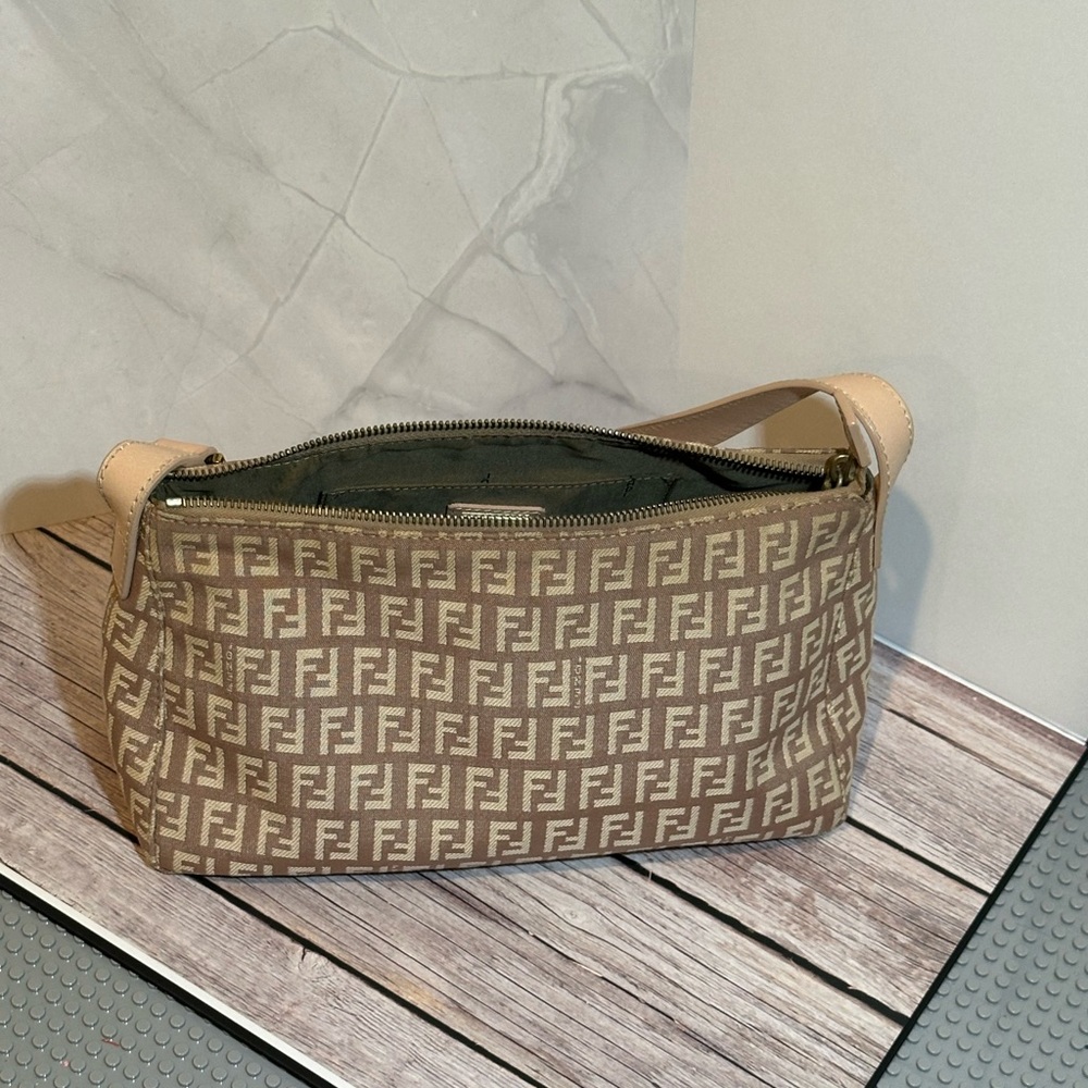 Fendi Zucca Canvas Baguette Shoulder Bag